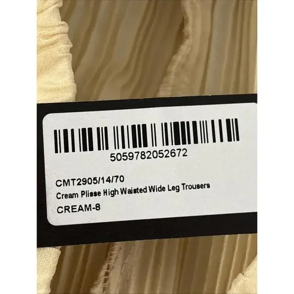 PrettyLittleThing Cream High Waisted Pisse Wide Leg Pants - Size 4 Tall New - Picture 7 of 9